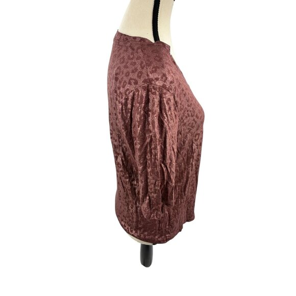 Democracy Womens Top S Mauve Leopard Print Rayon Linen - Picture 2 of 6